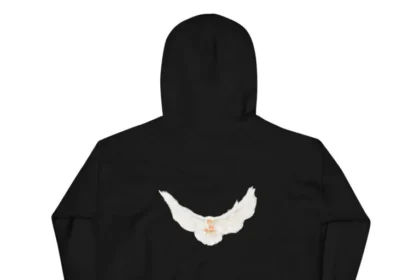 Peace Dove Printed Gap Hoodie Black