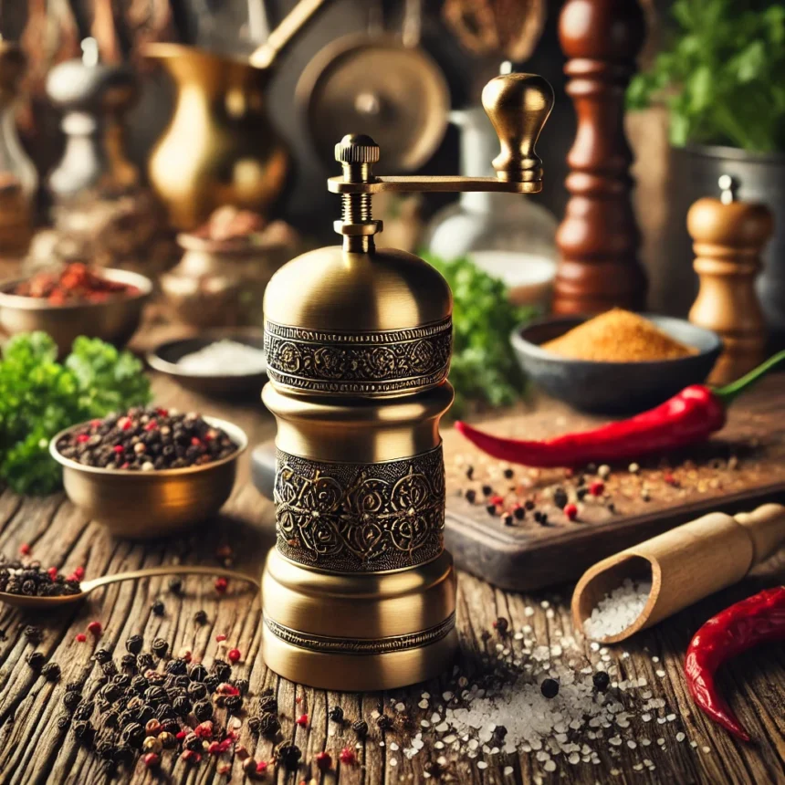 Greek brass pepper mill